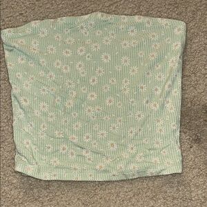 Floral Tube Top in Green and White